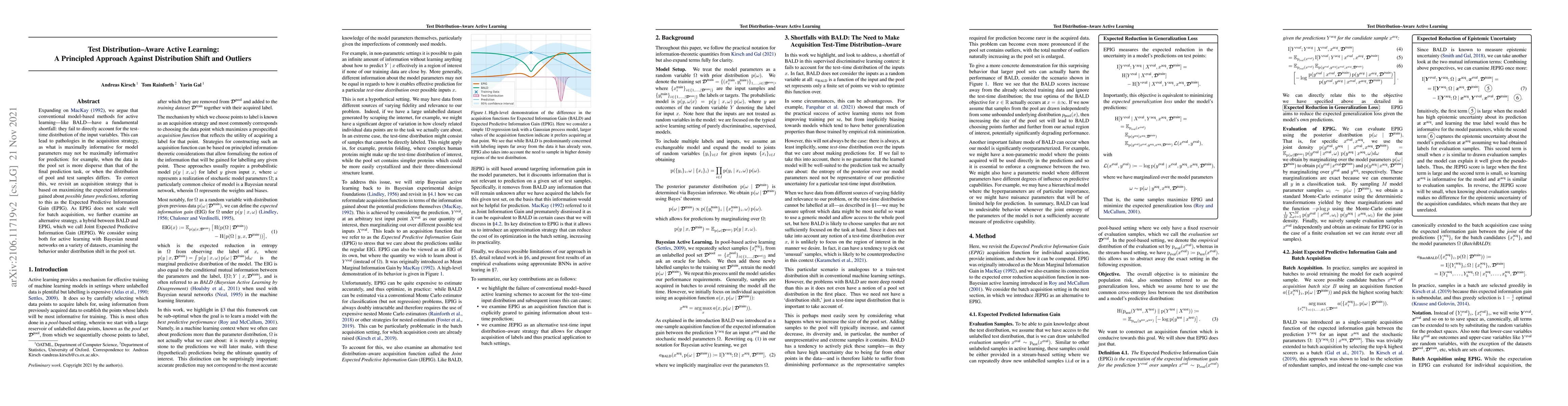 Thumbnail for Test Distribution-Aware Active Learning: A Principled Approach Against
  Distribution Shift and Outliers