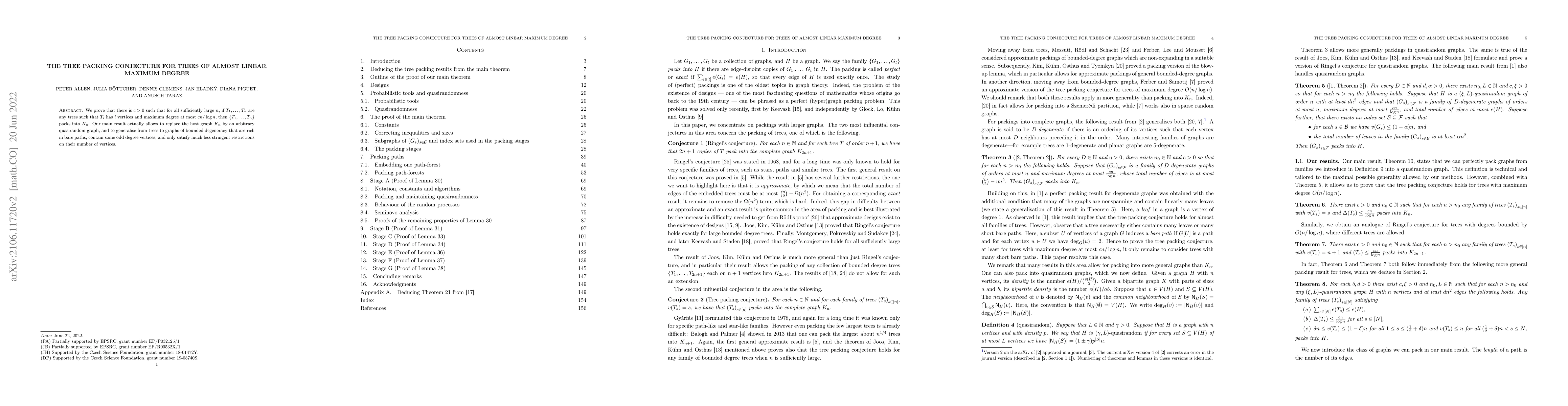Thumbnail for The tree packing conjecture for trees of almost linear maximum degree