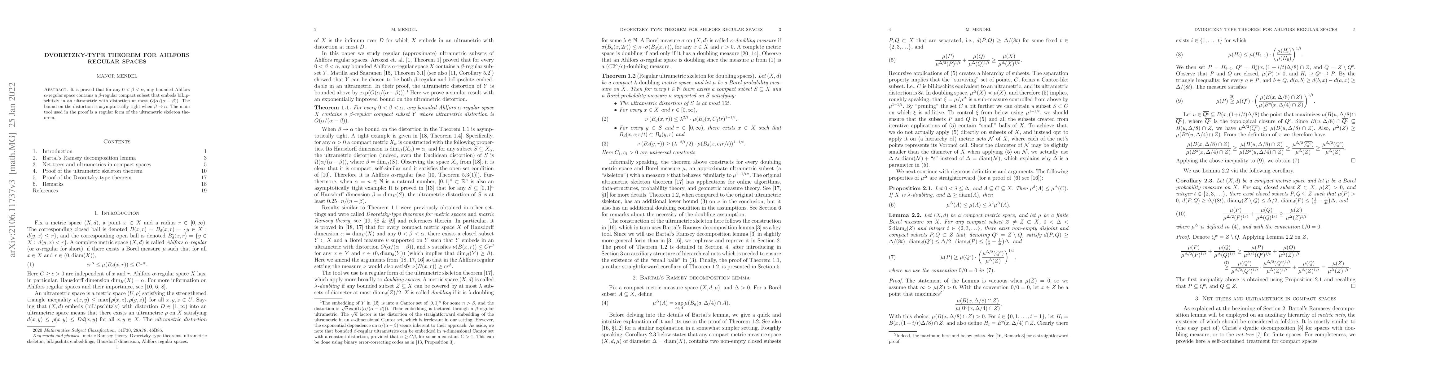Thumbnail for Dvoretzky-type theorem for Ahlfors regular spaces