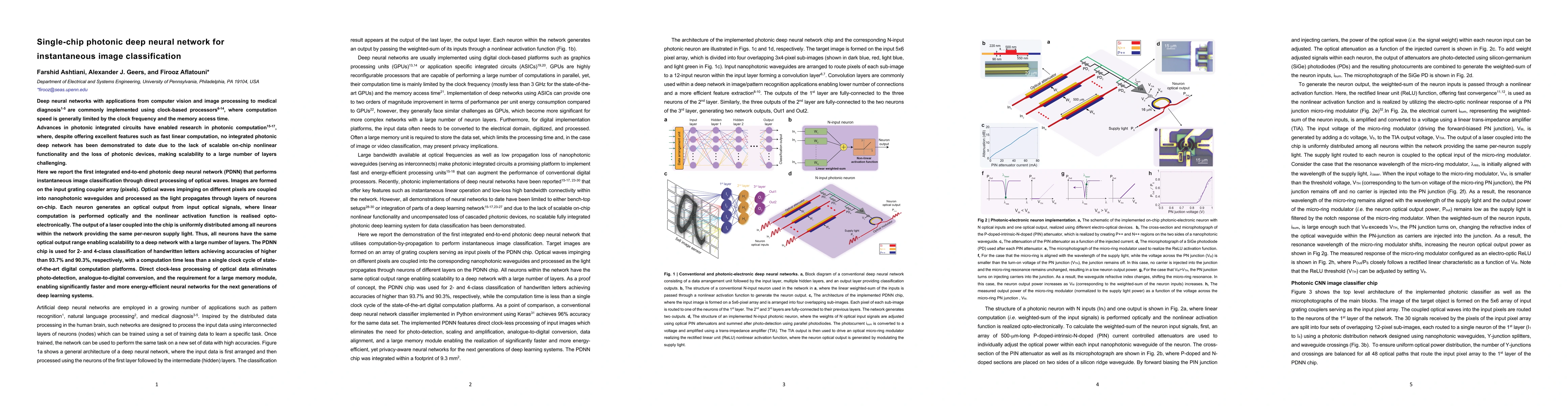 Thumbnail for Single-chip photonic deep neural network for instantaneous image
  classification