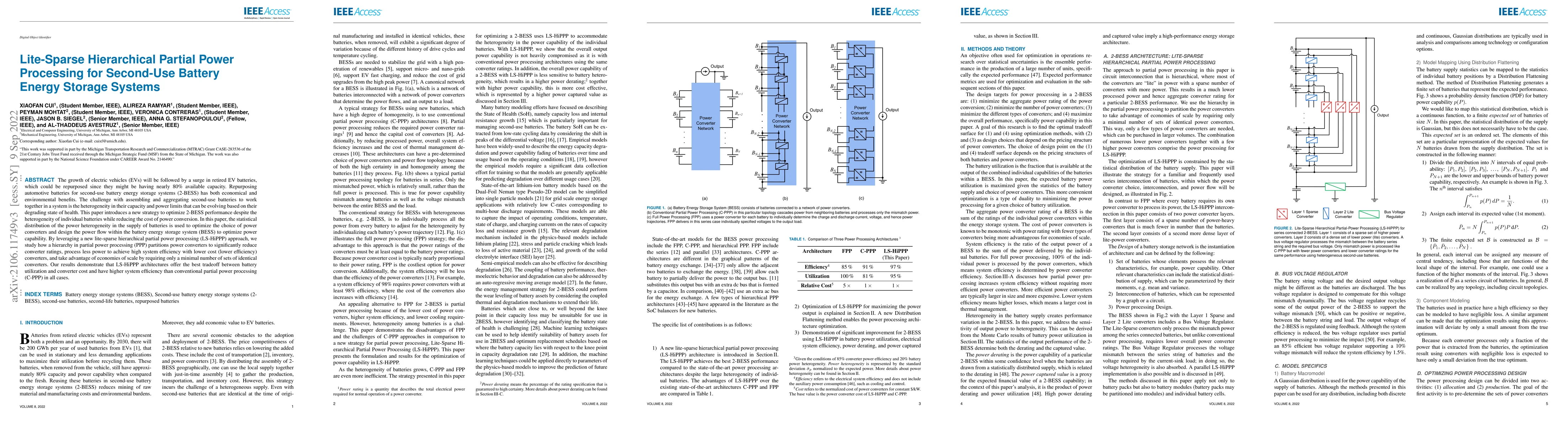 Thumbnail for Lite-Sparse Hierarchical Partial Power Processing for Second-Use Battery
  Energy Storage Systems