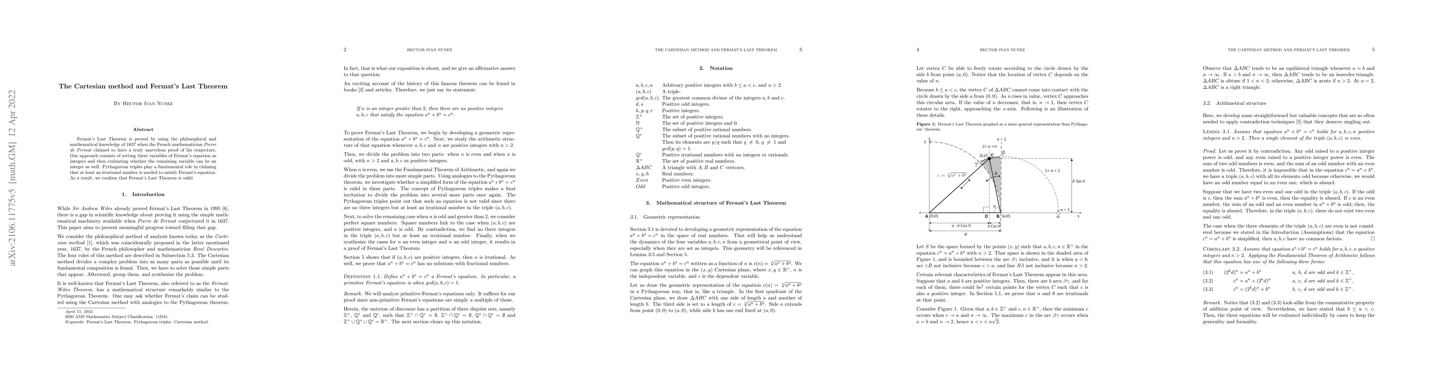 Thumbnail for The Cartesian method and Fermat's Last Theorem