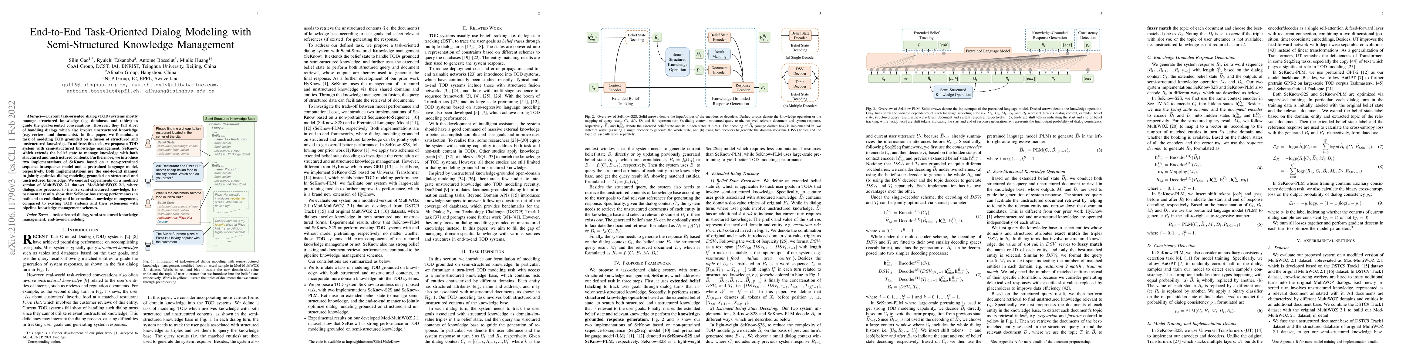 Thumbnail for End-to-End Task-Oriented Dialog Modeling with Semi-Structured Knowledge
  Management