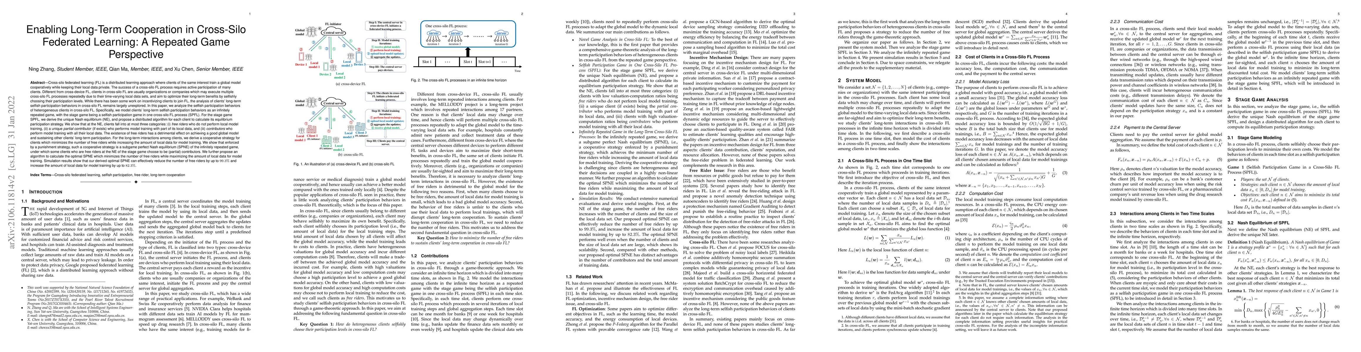 Thumbnail for Enabling Long-Term Cooperation in Cross-Silo Federated Learning: A
  Repeated Game Perspective