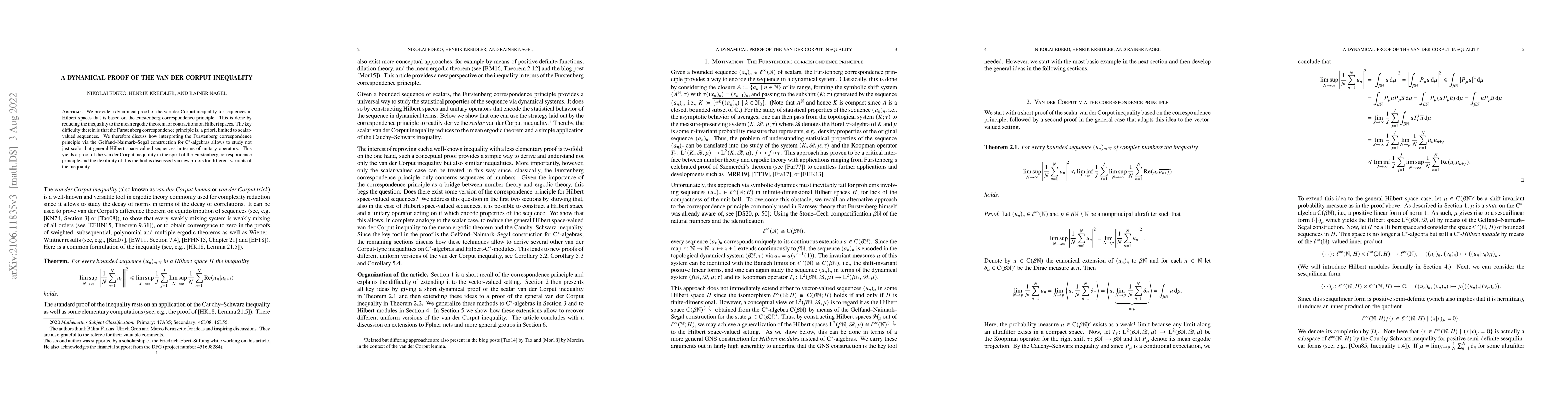 Thumbnail for A dynamical proof of the van der Corput inequality