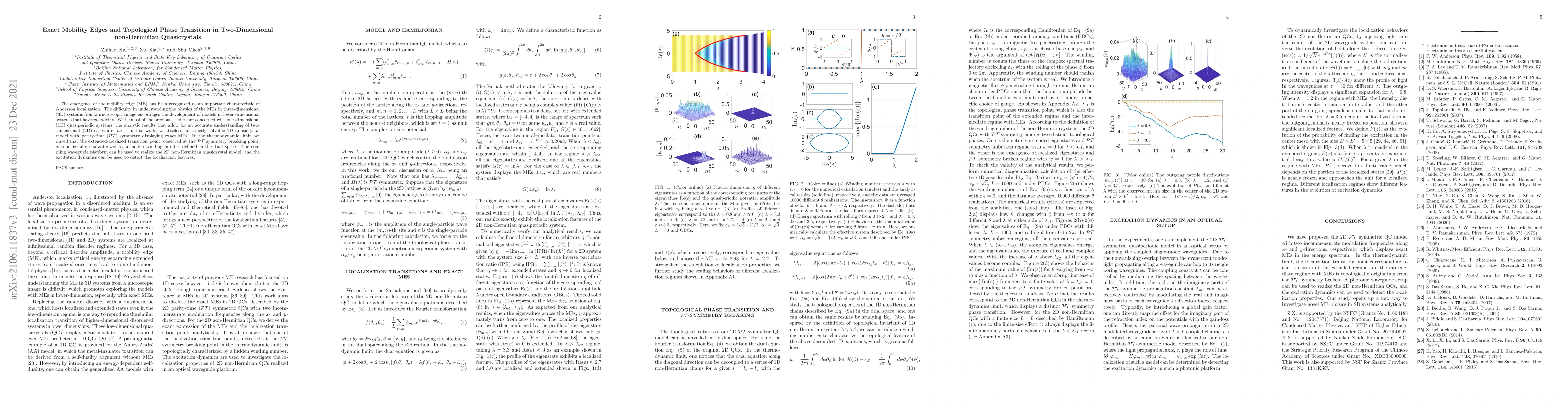 Thumbnail for Exact Mobility Edges and Topological Phase Transition in Two-Dimensional
  non-Hermitian Quasicrystals