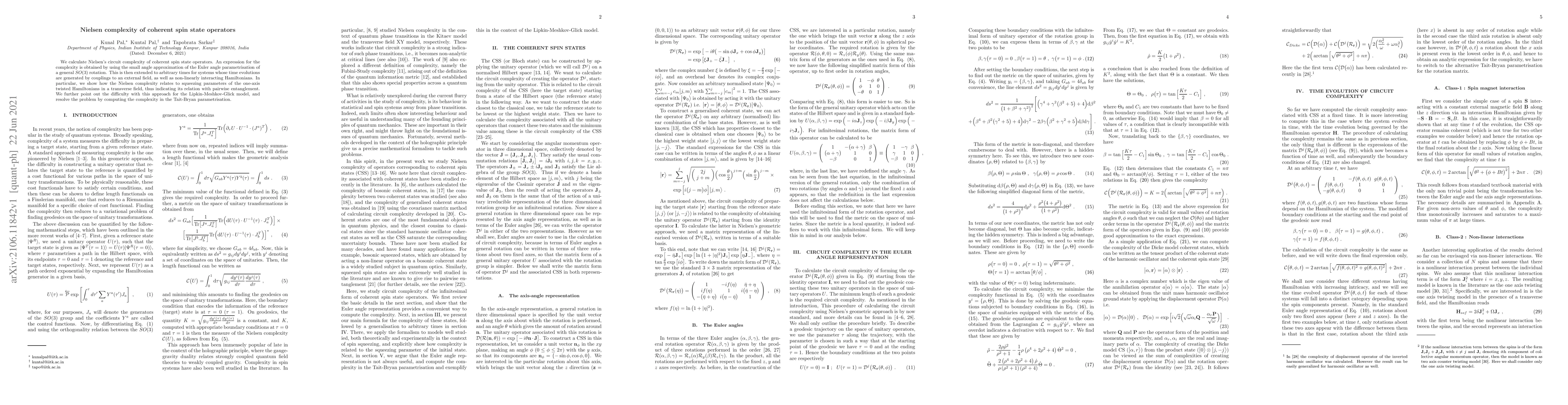 Thumbnail for Nielsen complexity of coherent spin state operators