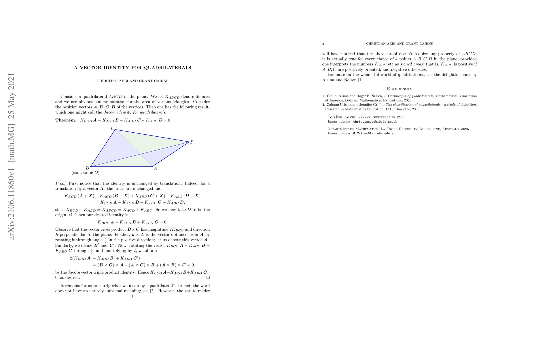 Thumbnail for A vector identity for quadrilaterals