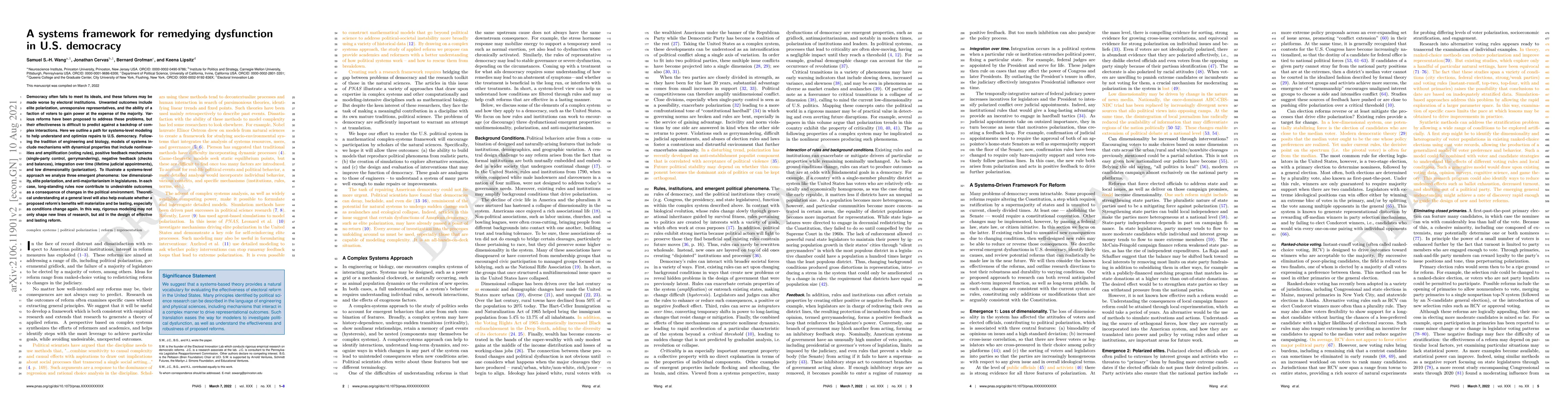 Thumbnail for A systems framework for remedying dysfunction in U.S. democracy