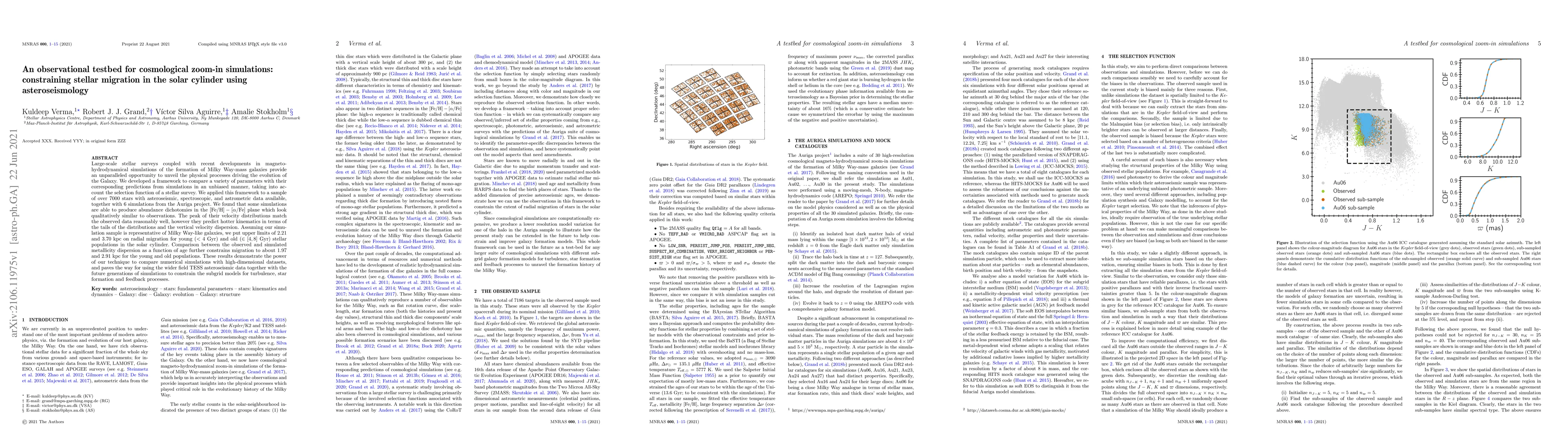 Thumbnail for An observational testbed for cosmological zoom-in simulations:
  constraining stellar migration in the solar cylinder using asteroseismology