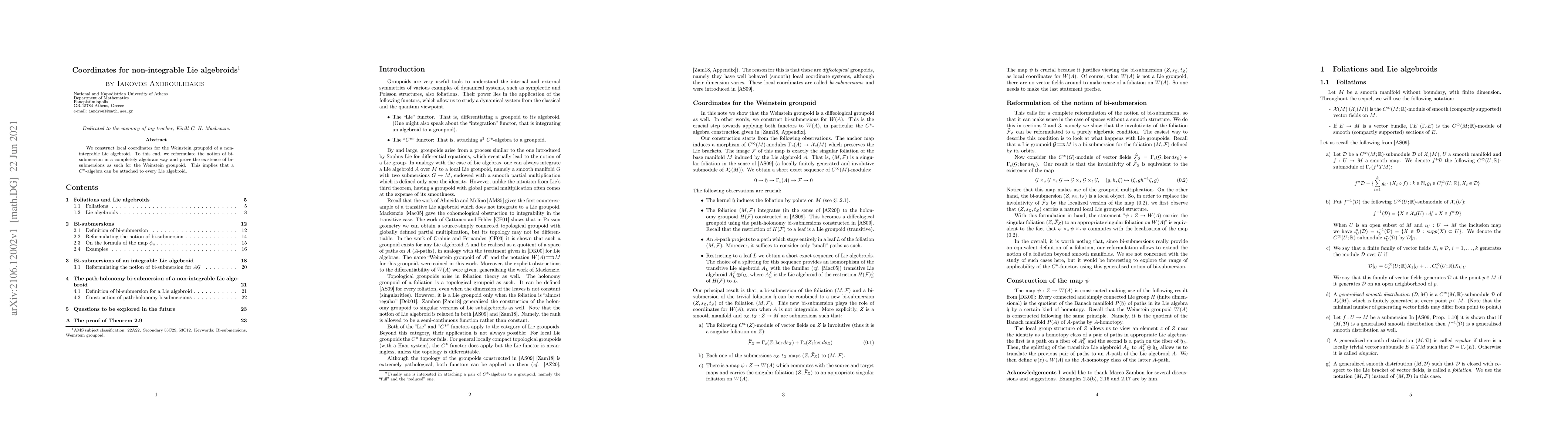 Thumbnail for Coordinates for non-integrable Lie algebroids