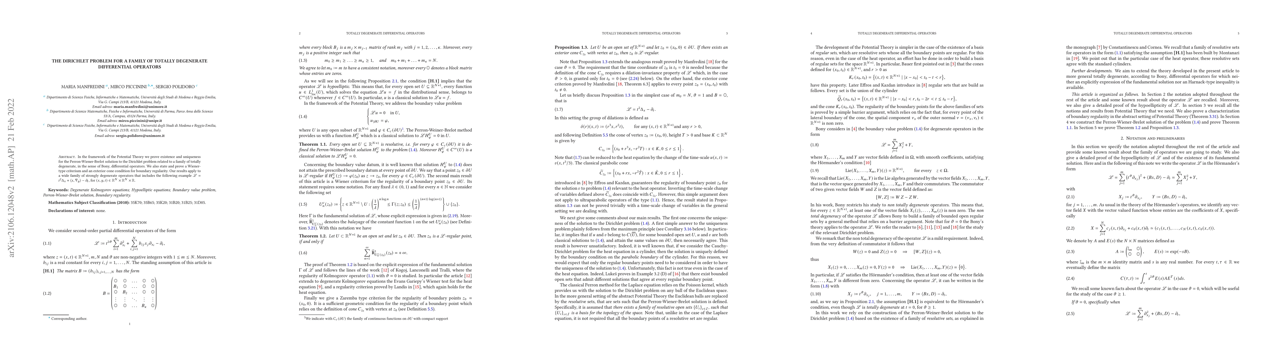 Thumbnail for The Dirichlet problem for a family of totally degenerate differential
  operators