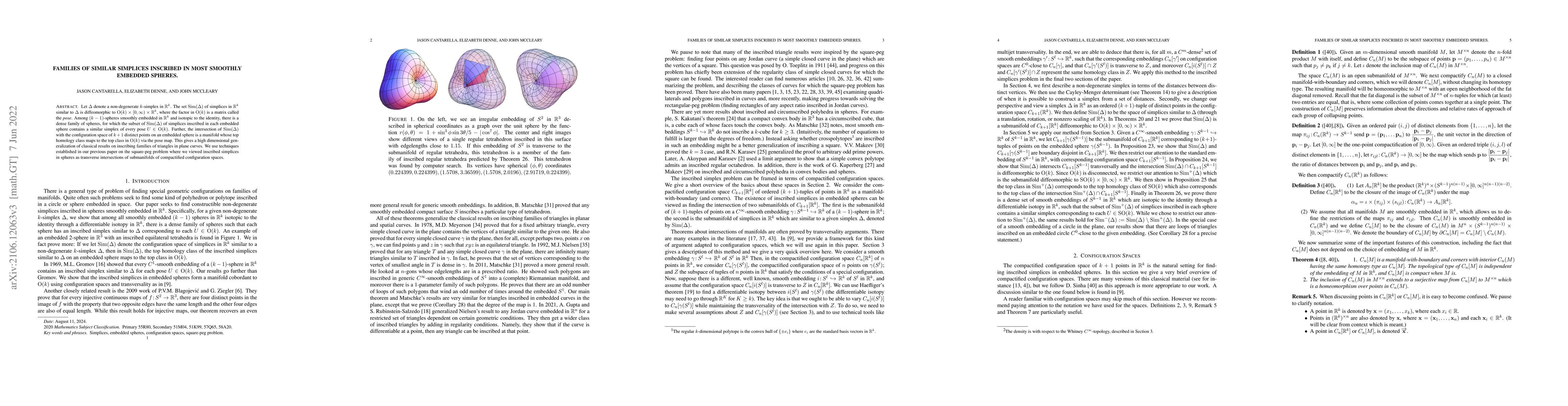 Thumbnail for Families of similar simplices inscribed in most smoothly embedded
  spheres