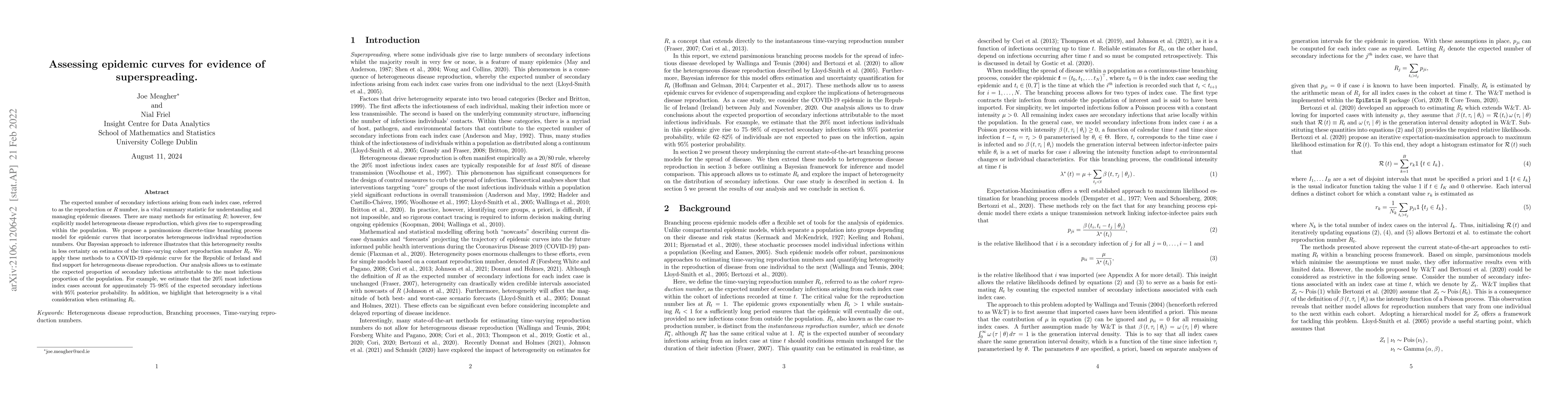 Thumbnail for Assessing epidemic curves for evidence of superspreading
