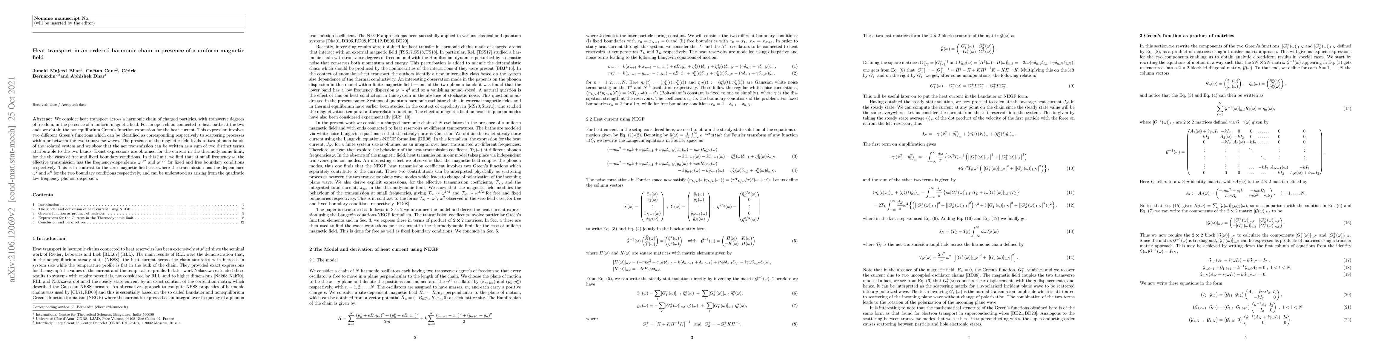 Thumbnail for Heat transport in an ordered harmonic chain in presence of a uniform
  magnetic field