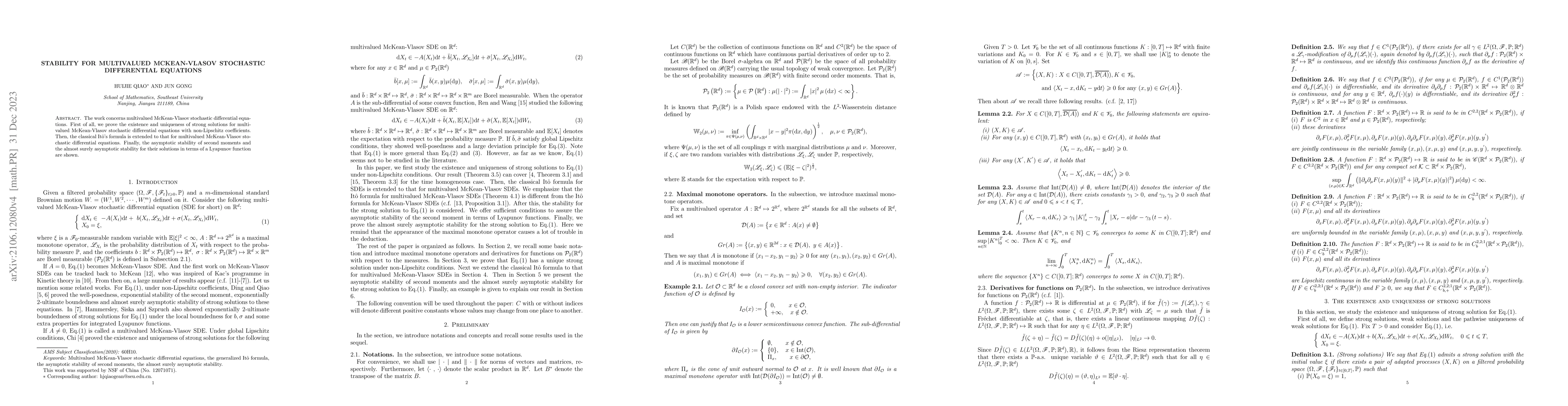 Thumbnail for Stability for multivalued McKean-Vlasov stochastic differential
  equations