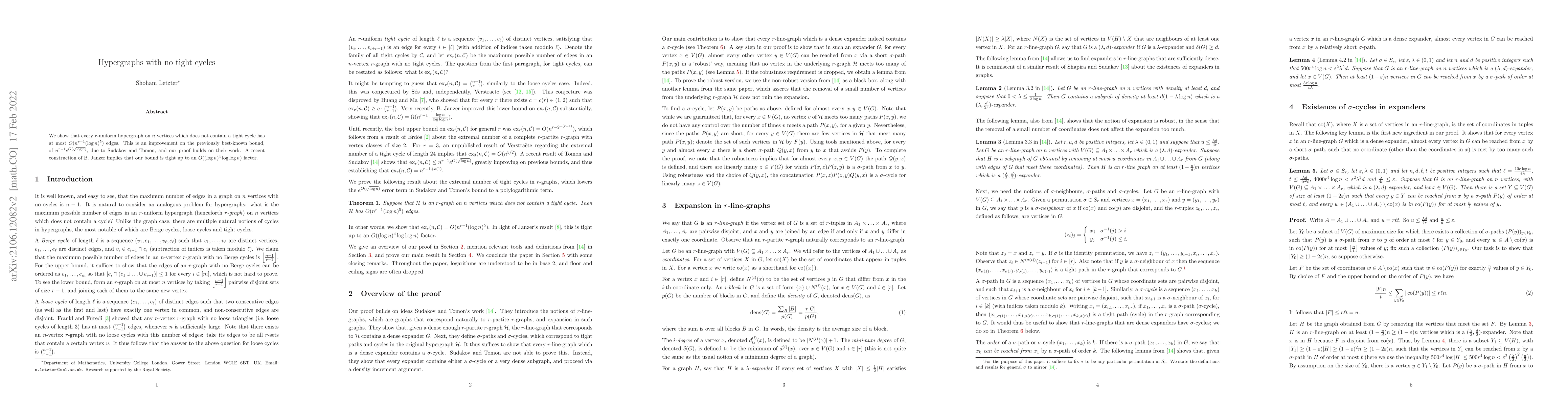 Thumbnail for Hypergraphs with no tight cycles