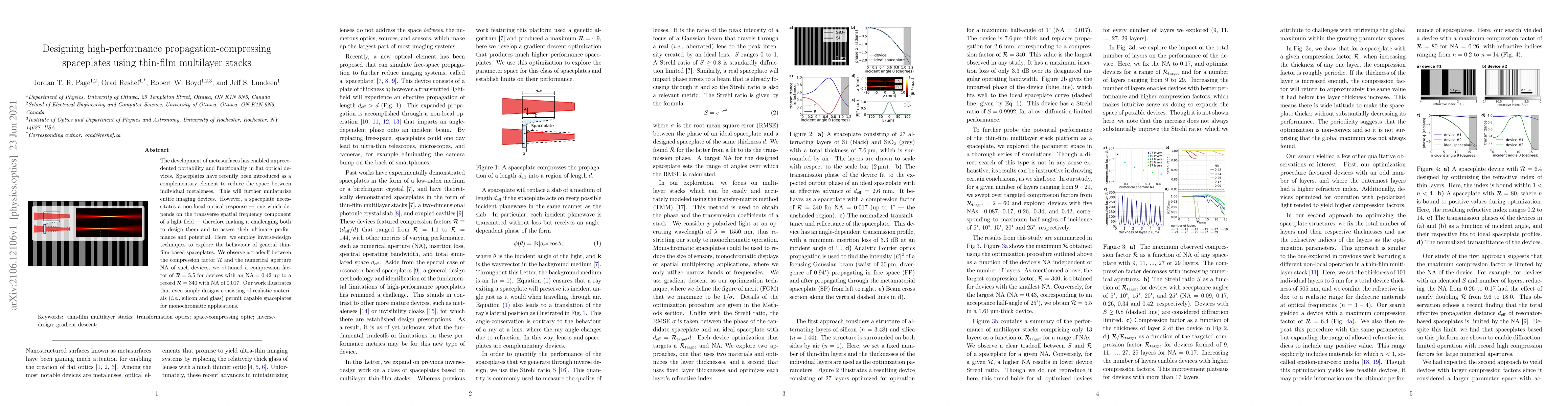 Thumbnail for Designing high-performance propagation-compressing spaceplates using
  thin-film multilayer stacks
