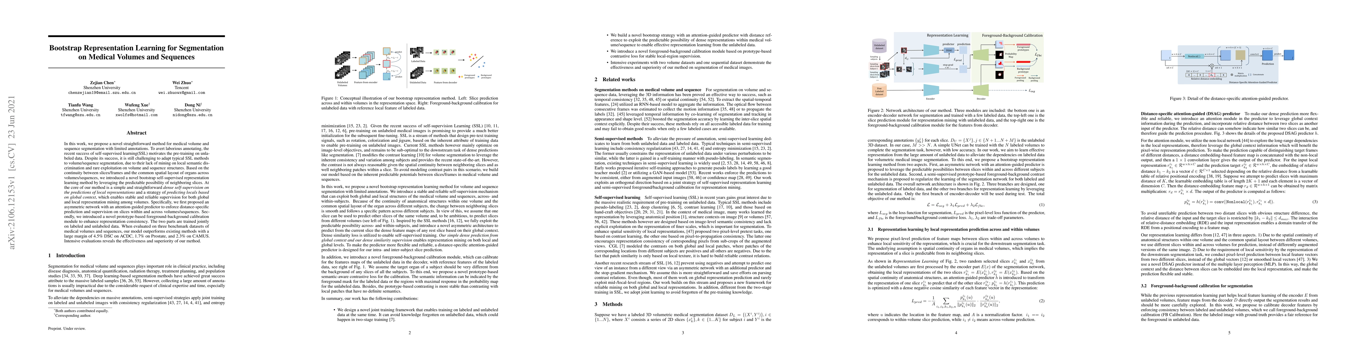 Thumbnail for Bootstrap Representation Learning for Segmentation on Medical Volumes
  and Sequences