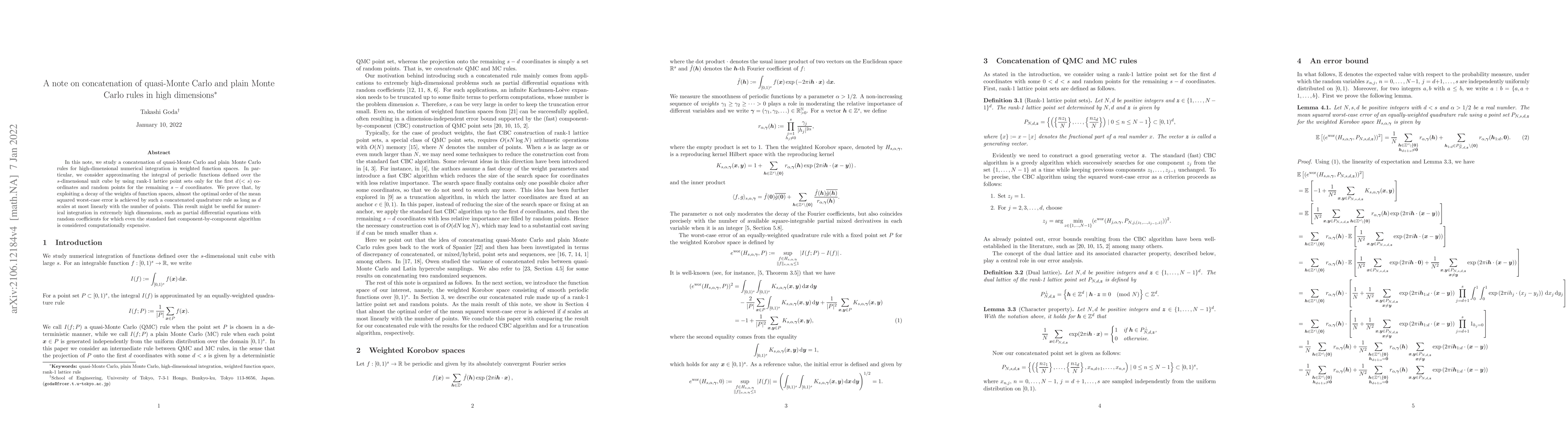 Thumbnail for A note on concatenation of quasi-Monte Carlo and plain Monte Carlo rules
  in high dimensions
