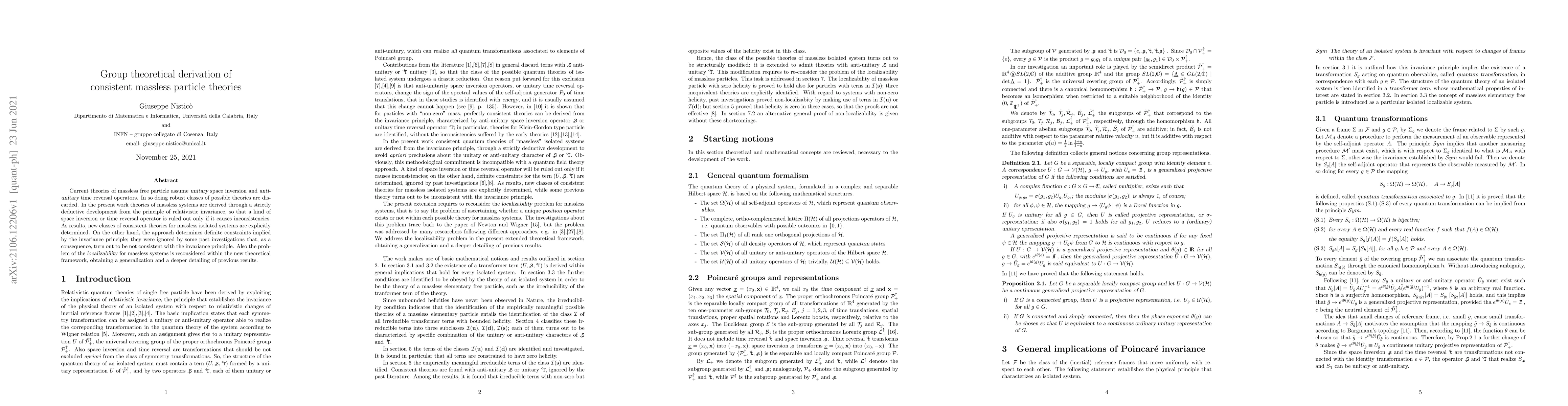 Thumbnail for Group theoretical derivation of consistent massless particle theories