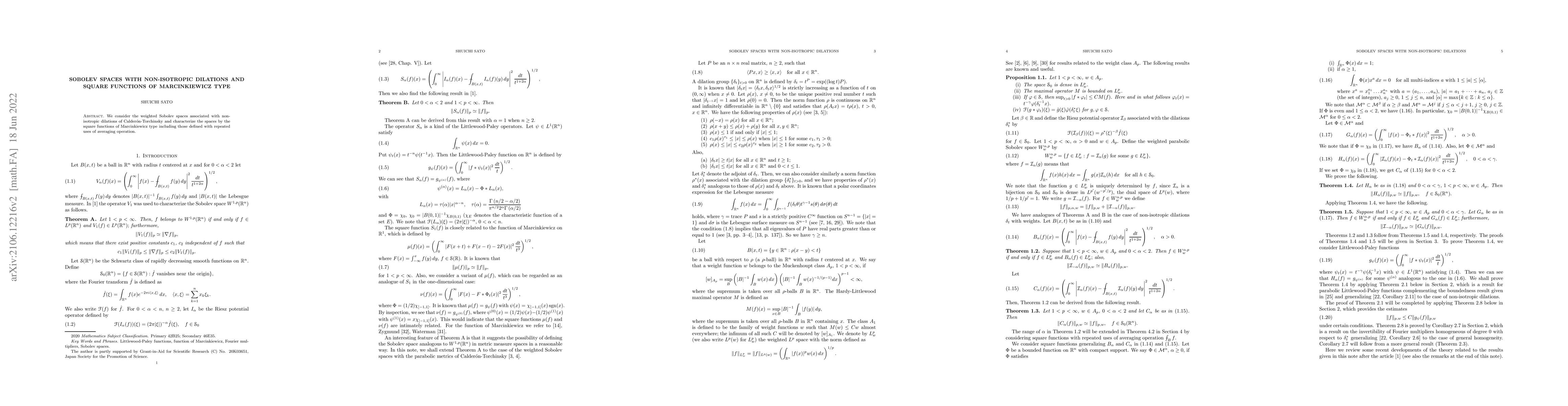 Thumbnail for Sobolev spaces with non-isotropic dilations and square functions of
  Marcinkiewicz type
