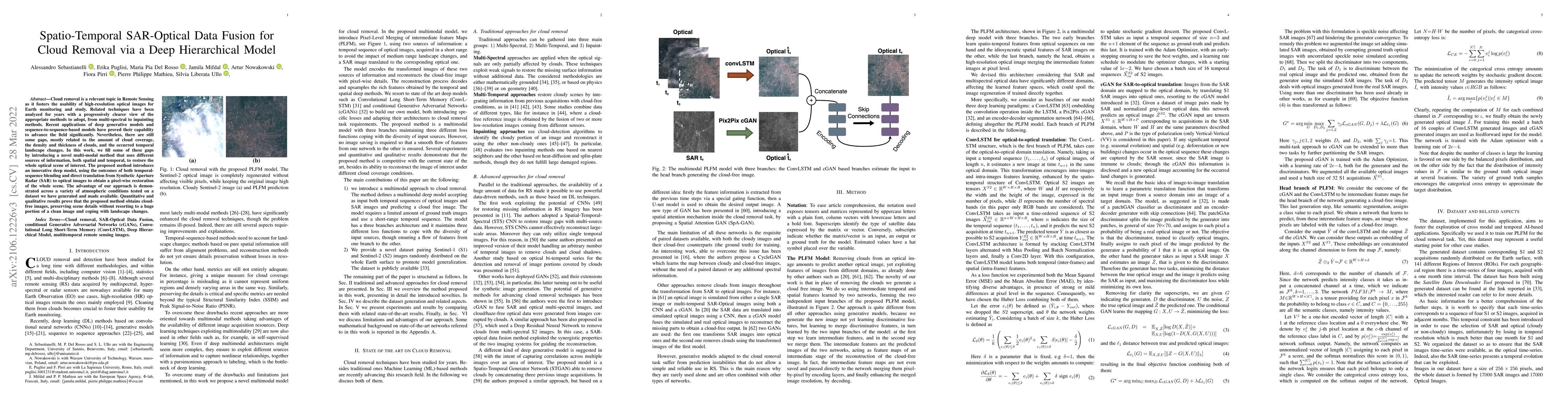 Thumbnail for Spatio-Temporal SAR-Optical Data Fusion for Cloud Removal via a Deep
  Hierarchical Model