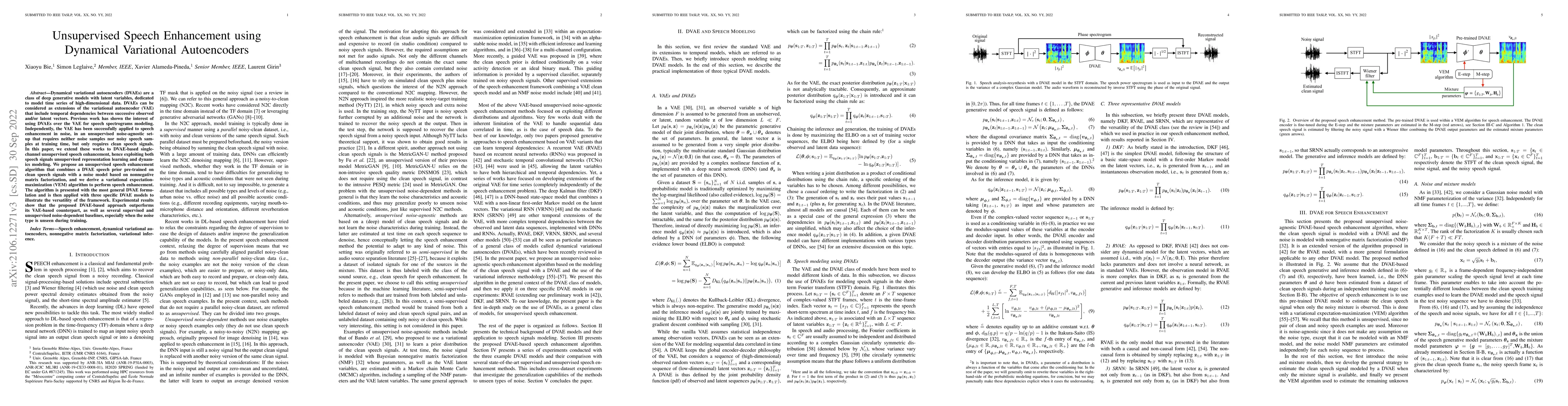 Thumbnail for Unsupervised Speech Enhancement using Dynamical Variational
  Auto-Encoders