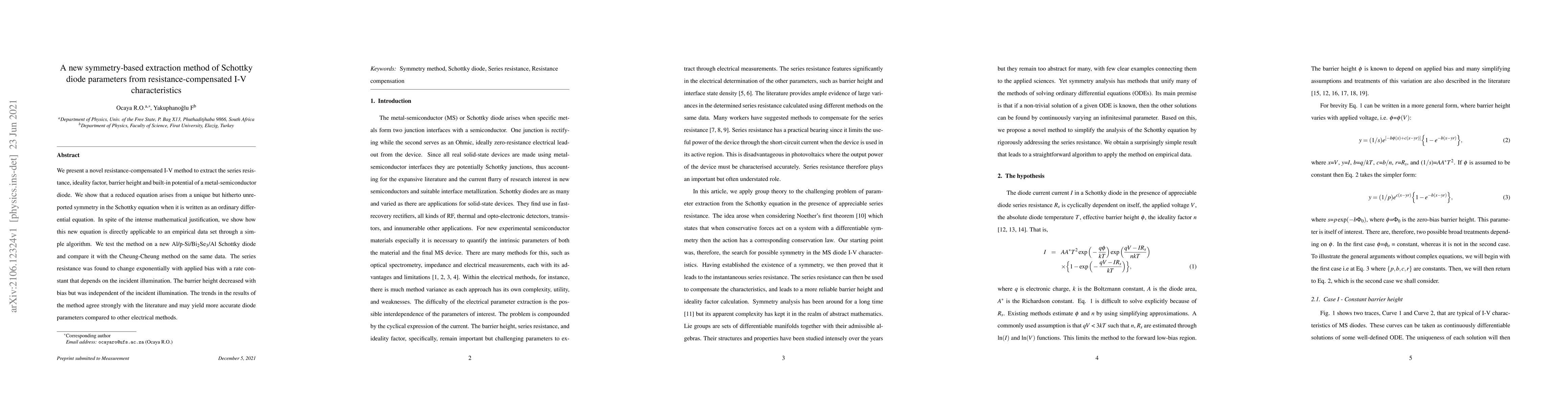 Thumbnail for A new symmetry-based extraction method of Schottky diode parameters from
  resistance-compensated I-V characteristics