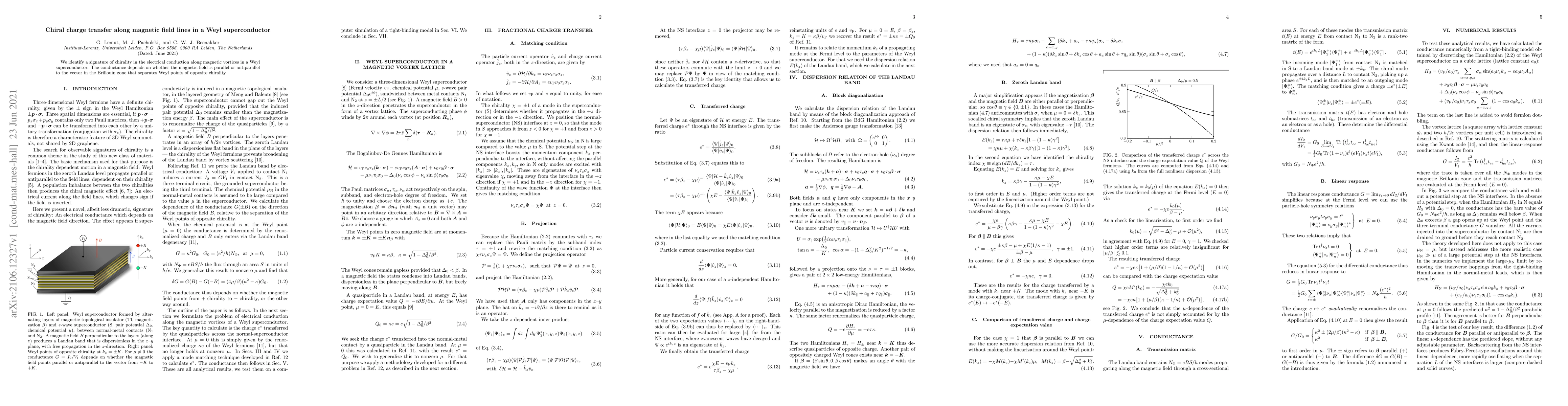 Thumbnail for Chiral charge transfer along magnetic field lines in a Weyl
  superconductor