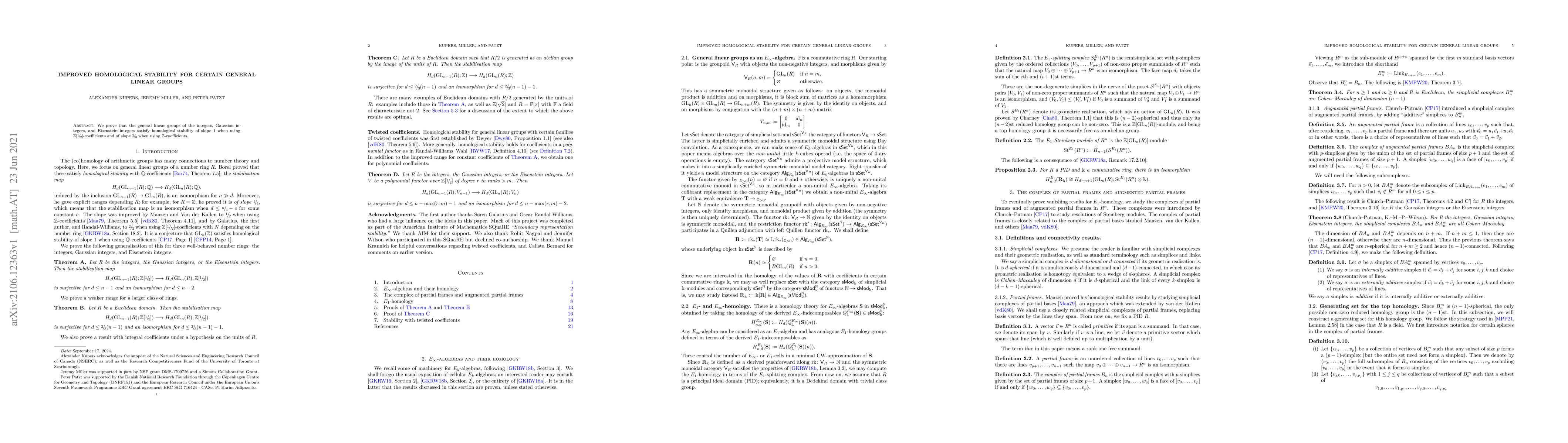 Thumbnail for Improved homological stability for certain general linear groups