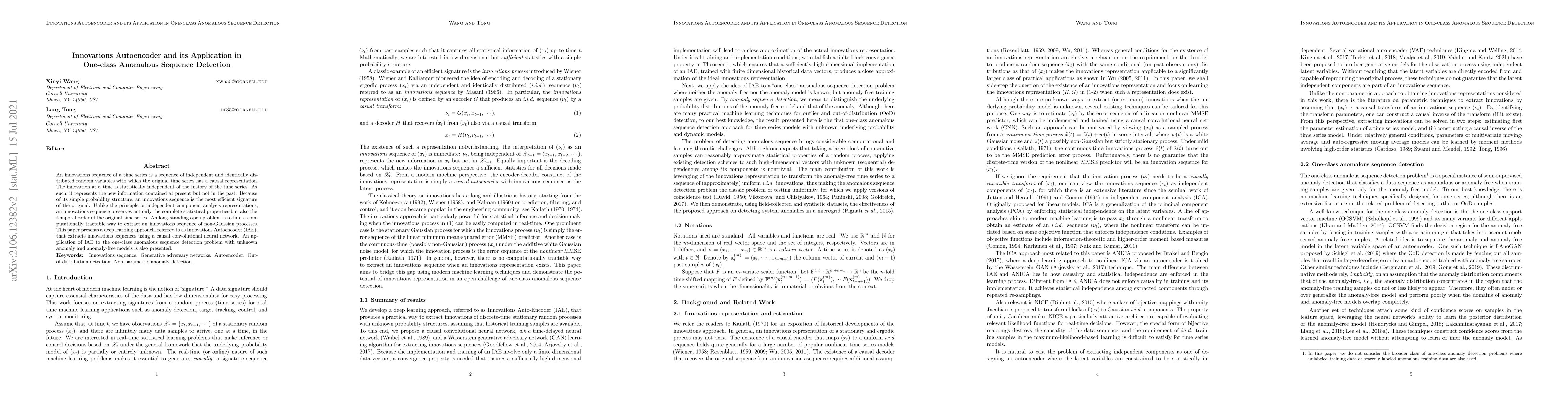 Thumbnail for Innovations Autoencoder and its Application in One-class Anomalous
  Sequence Detection