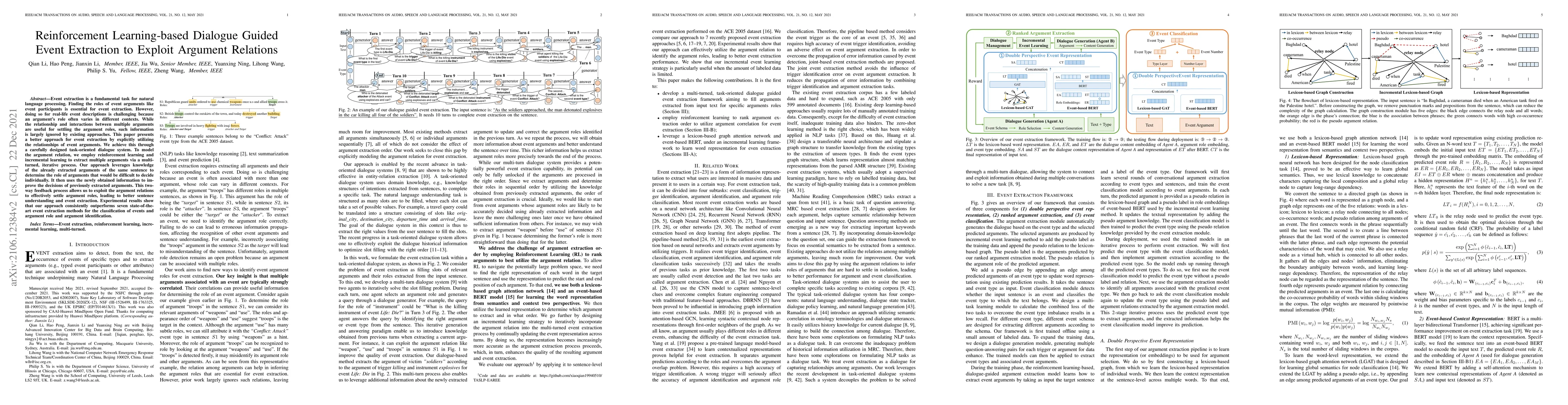 Thumbnail for Reinforcement Learning-based Dialogue Guided Event Extraction to Exploit
  Argument Relations