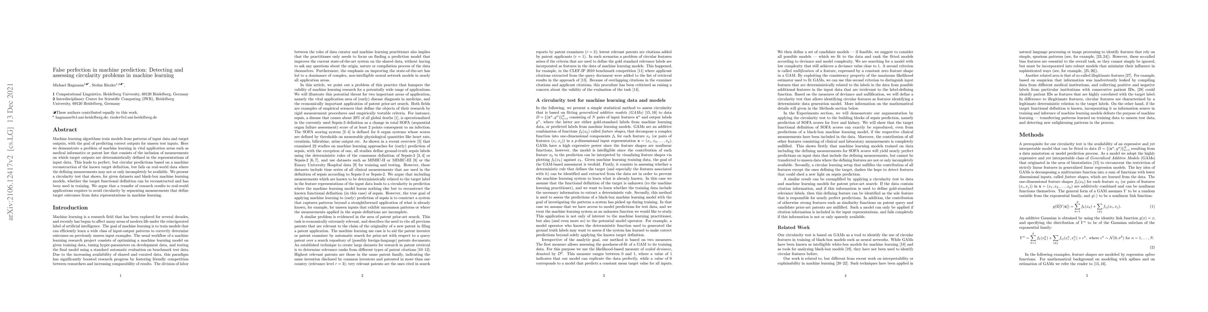 Thumbnail for False perfection in machine prediction: Detecting and assessing
  circularity problems in machine learning