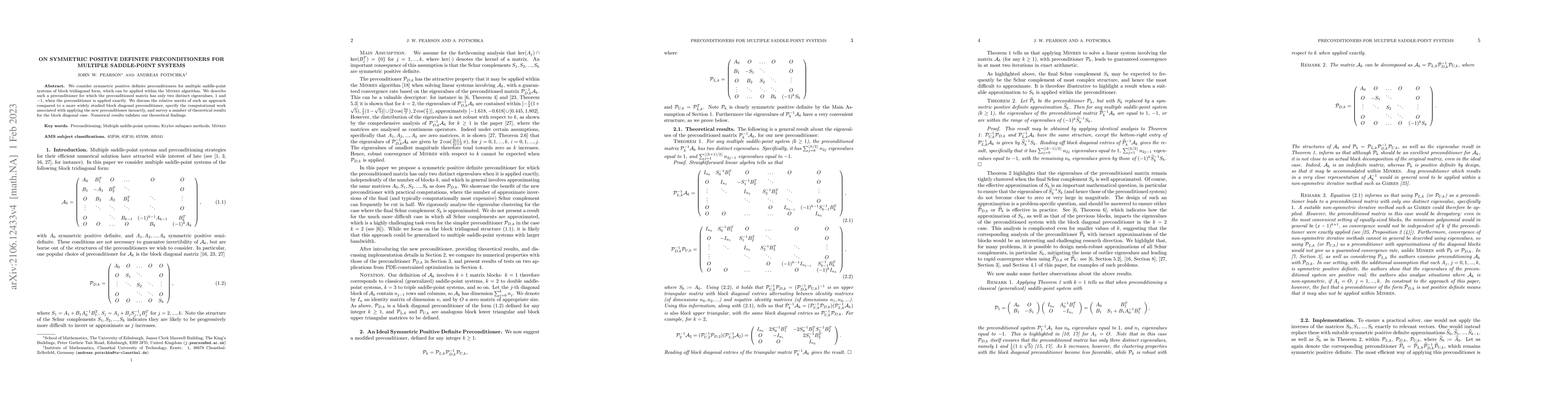 Thumbnail for On Symmetric Positive Definite Preconditioners for Multiple Saddle-Point
  Systems