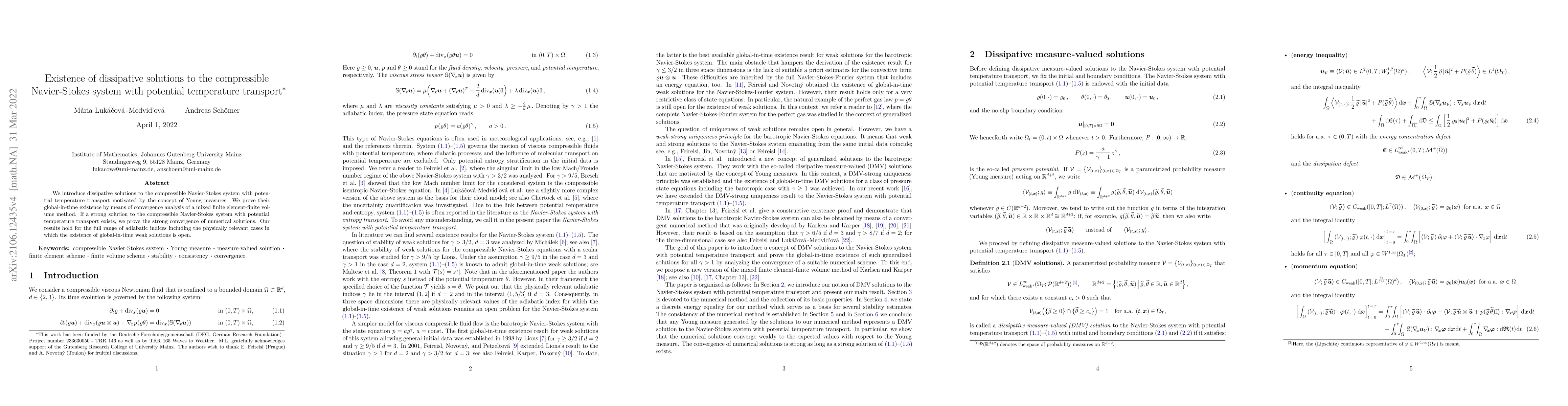 Thumbnail for Existence of dissipative solutions to the compressible Navier-Stokes
  system with potential temperature transport