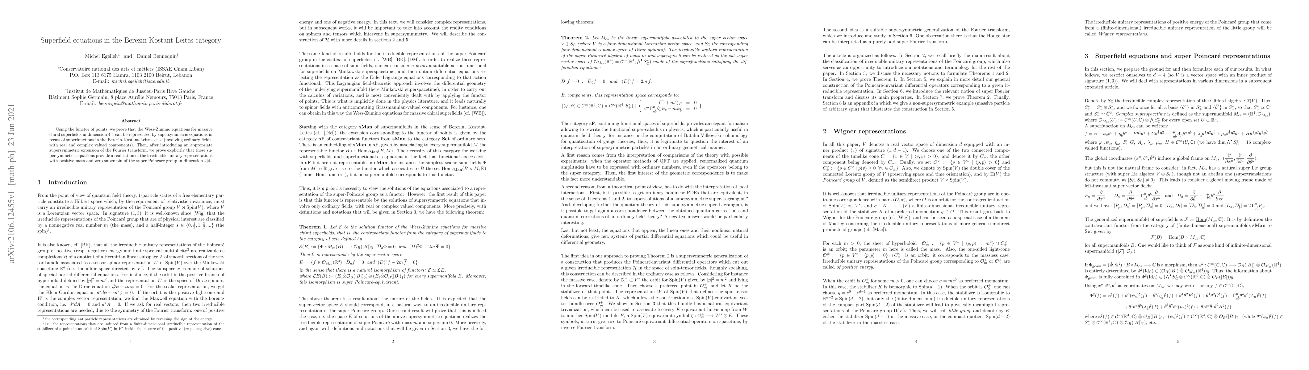 Thumbnail for Superfield equations in the Berezin-Kostant-Leites category