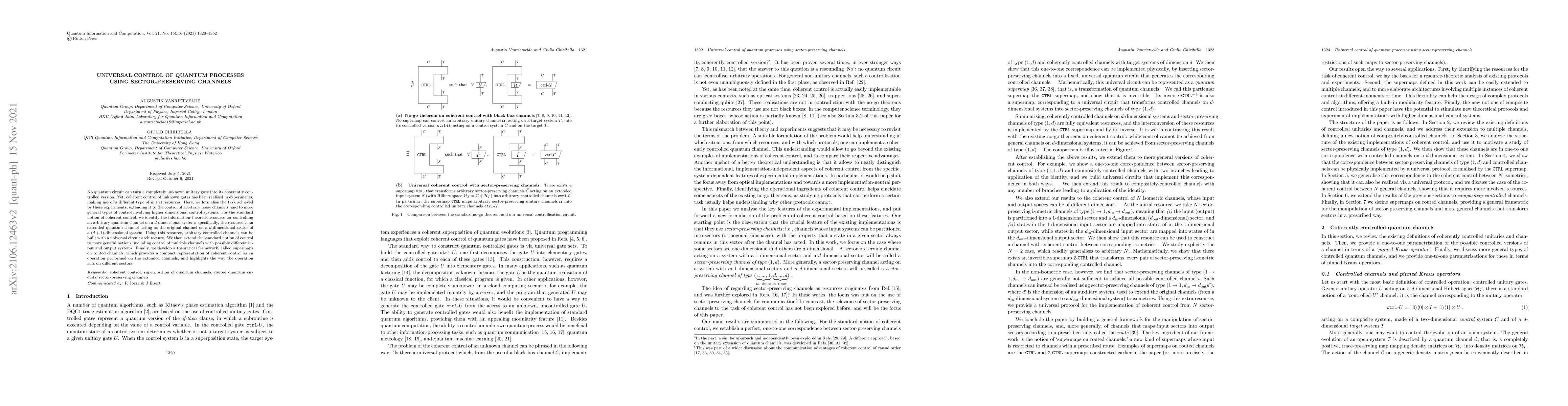 Thumbnail for Universal control of quantum processes using sector-preserving channels