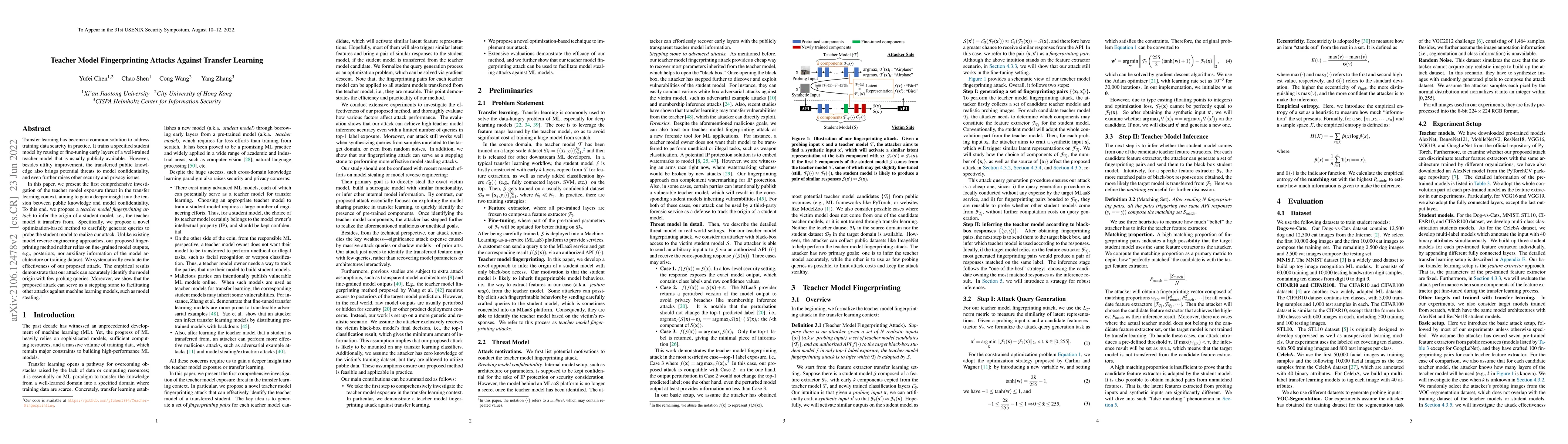 Thumbnail for Teacher Model Fingerprinting Attacks Against Transfer Learning