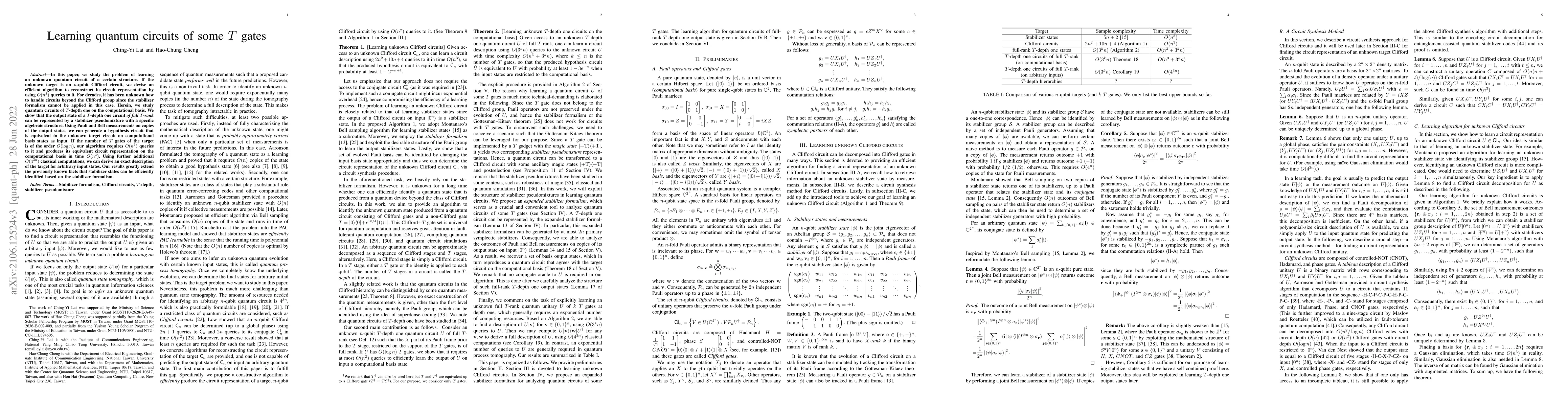 Thumbnail for Learning quantum circuits of some $T$ gates
