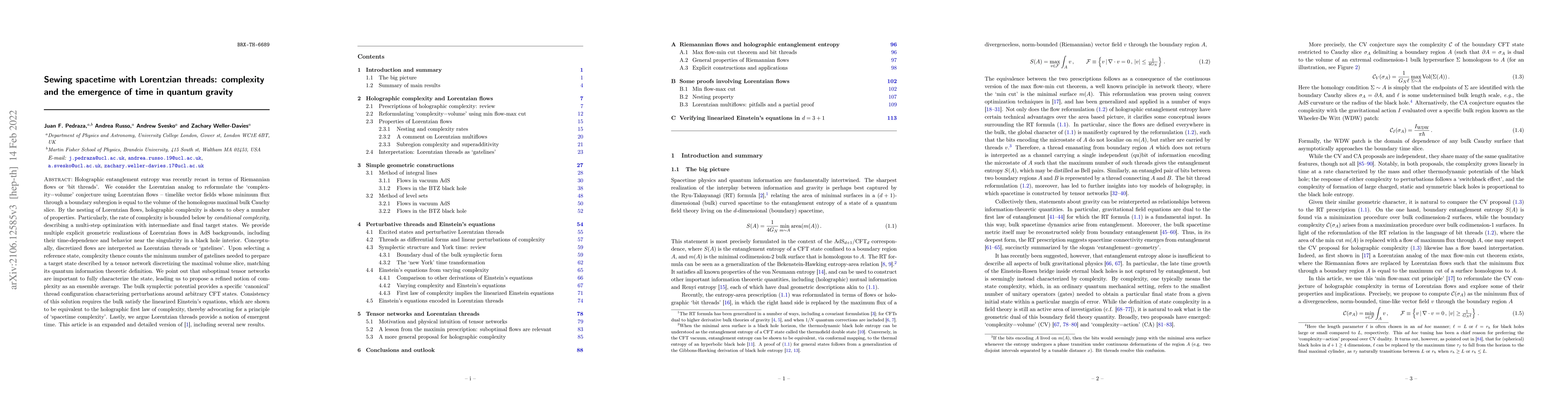 Thumbnail for Sewing spacetime with Lorentzian threads: complexity and the emergence
  of time in quantum gravity