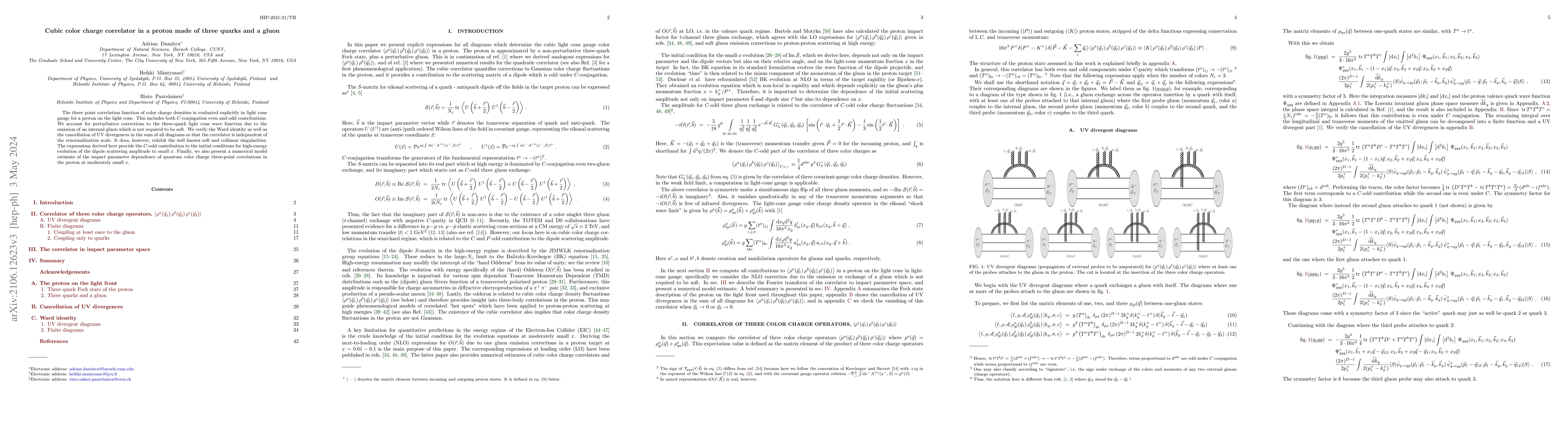 Thumbnail for Cubic color charge correlator in a proton made of three quarks and a
  gluon