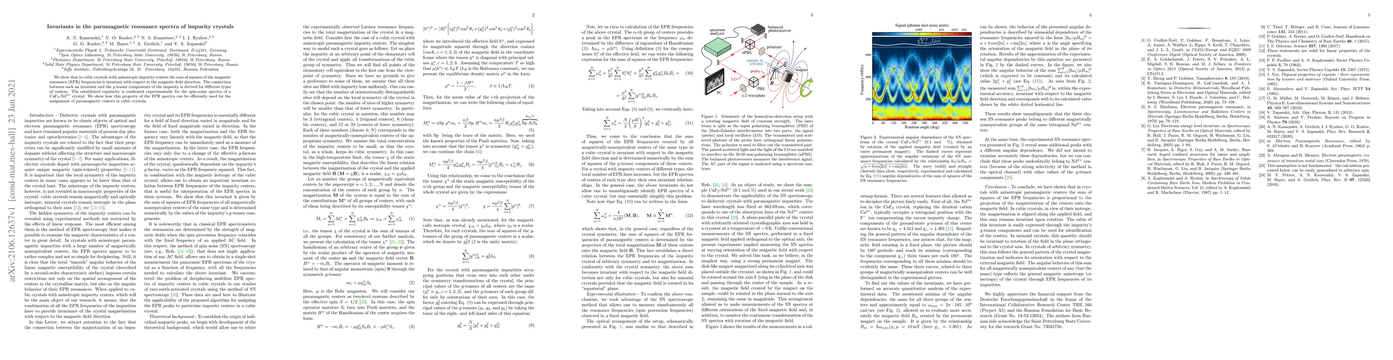 Thumbnail for Invariants in the paramagnetic resonance spectra of impurity crystals