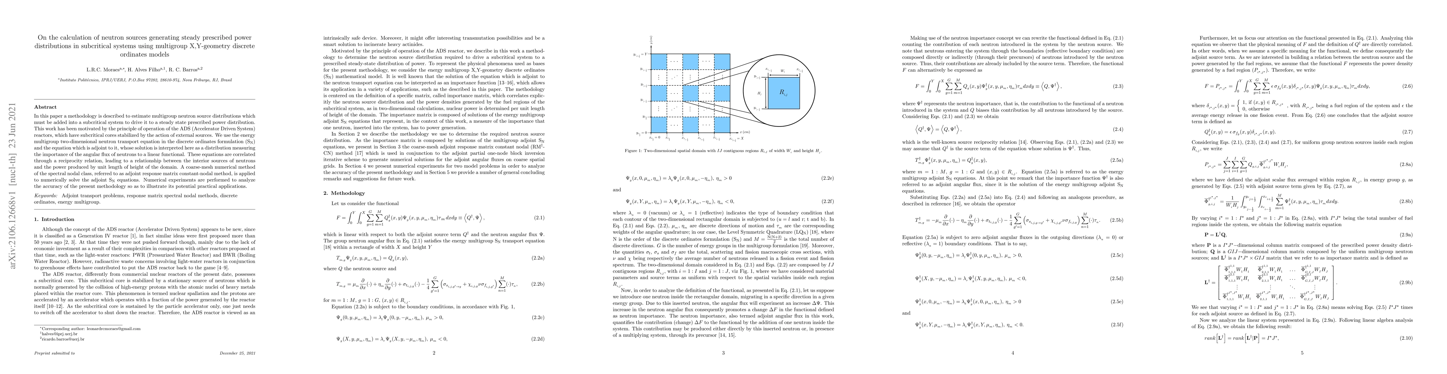 Thumbnail for On the calculation of neutron sources generating steady prescribed power
  distributions in subcritical systems using multigroup X,Y-geometry discrete
  ordinates models