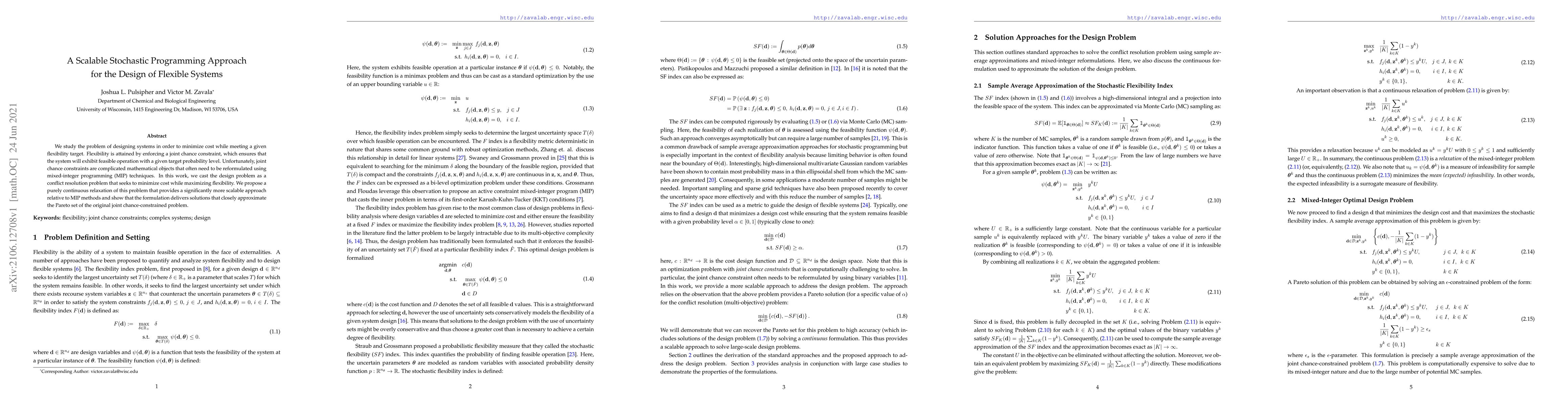 Thumbnail for A Scalable Stochastic Programming Approach for the Design of Flexible
  Systems