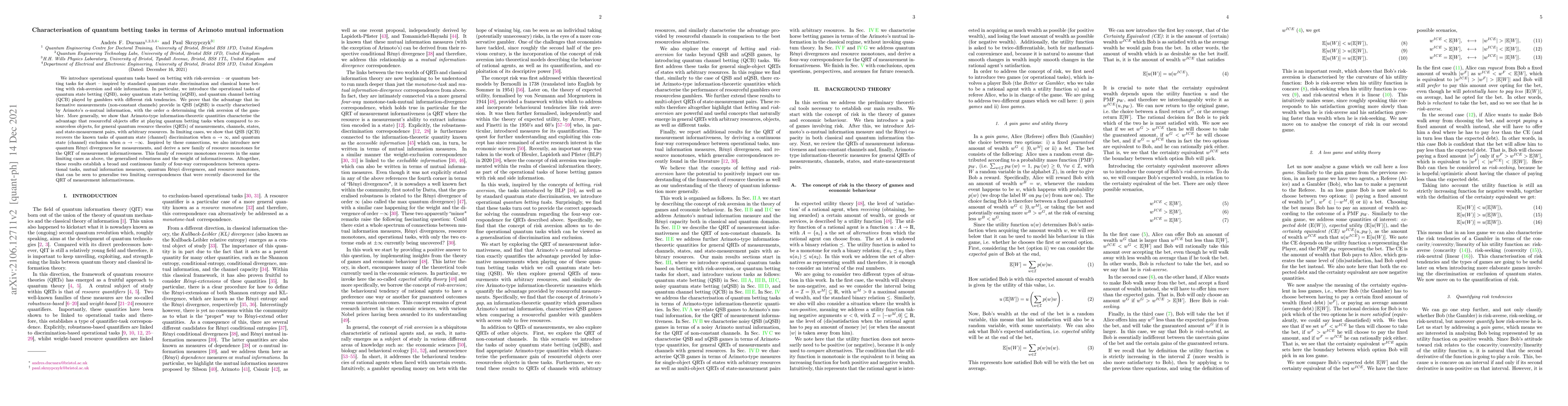 Thumbnail for Characterisation of quantum betting tasks in terms of Arimoto mutual
  information