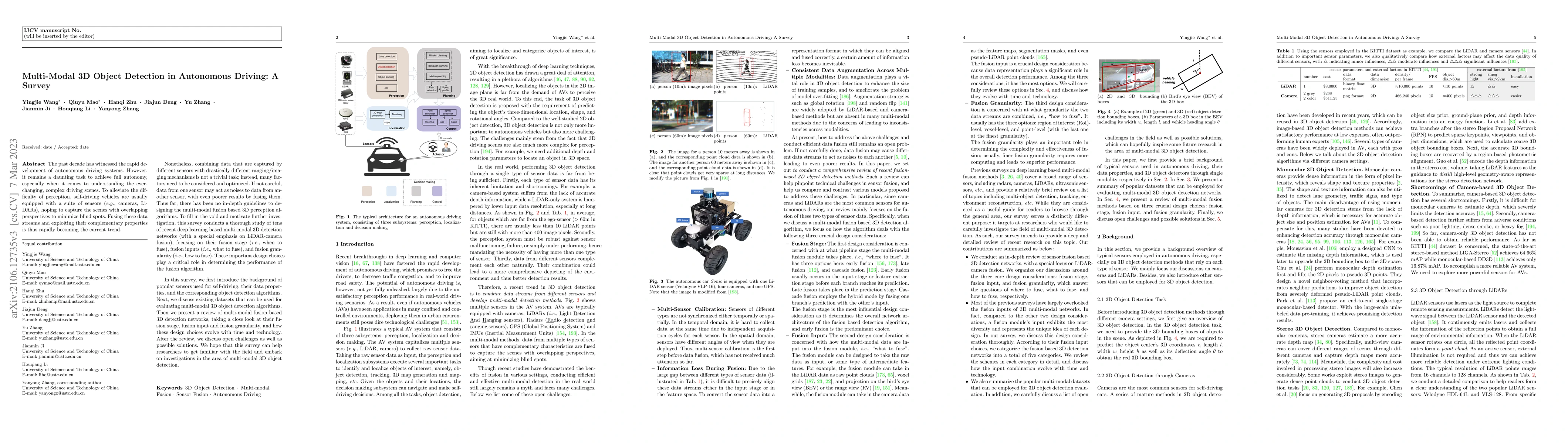 Thumbnail for Multi-Modal 3D Object Detection in Autonomous Driving: a Survey
