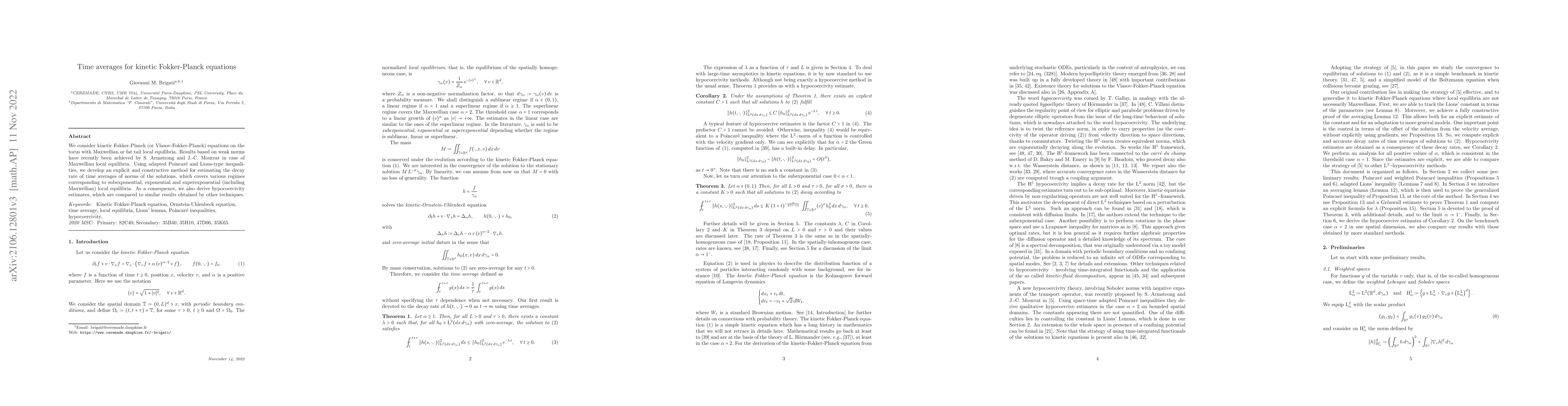 Thumbnail for Time averages for kinetic Fokker-Planck equations