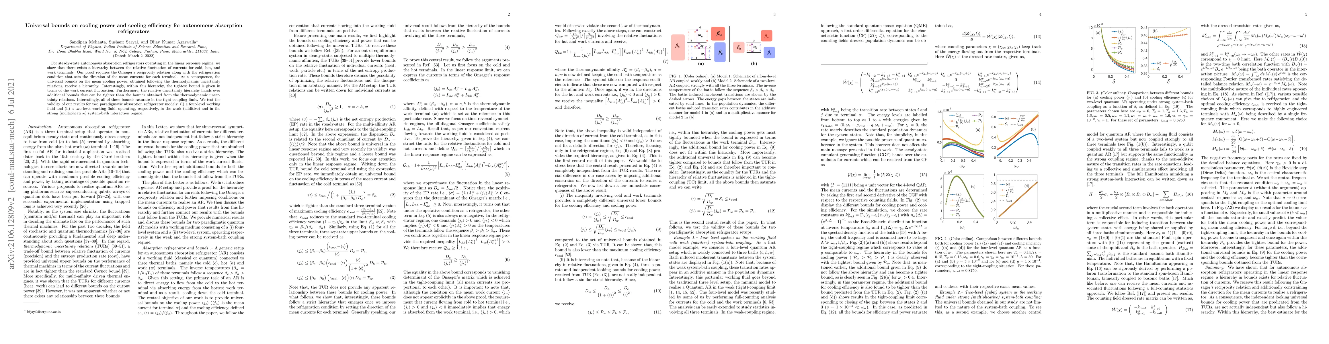 Thumbnail for Universal bounds on cooling power and cooling efficiency for autonomous
  absorption refrigerators