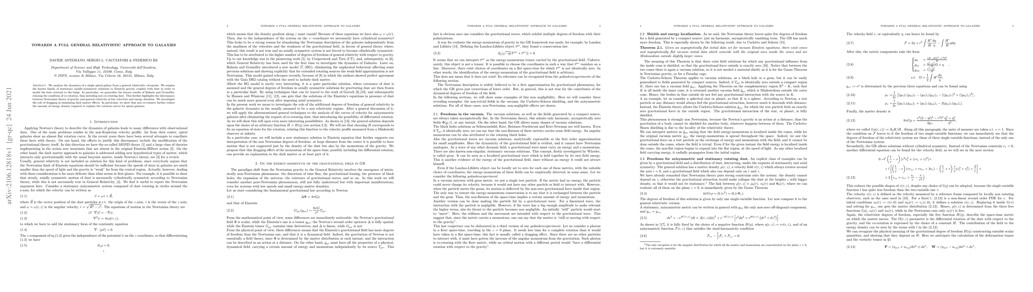 Thumbnail for Towards a full general relativistic approach to galaxies